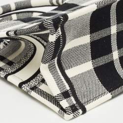 Pre Owned Dior Black/White Check'N'Dior Canvas Small Book Tote