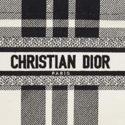 Pre Owned Dior Black/White Check'N'Dior Canvas Small Book Tote