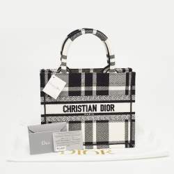Pre Owned Dior Black/White Check'N'Dior Canvas Small Book Tote
