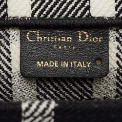 Pre Owned Dior Black/White Check'N'Dior Canvas Small Book Tote