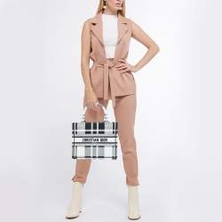 Pre Owned Dior Black/White Check'N'Dior Canvas Small Book Tote