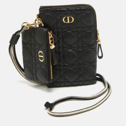 Dior Black Cannage Leather Caro Multifunctional Pouch
