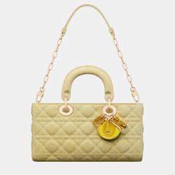 Christian Dior Yellow Macrocannage Denim Medium Lady D-Joy Bag