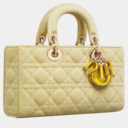 Christian Dior Yellow Macrocannage Denim Medium Lady D-Joy Bag