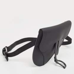 Dior Black Leather Saddle Belt Bag