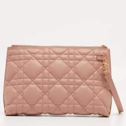 Dior Pink Cannage Leather Large Caro D-Every Pouch