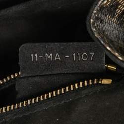 Pre Owned Dior Black/Beige Karung Leather Small Studded Diorama Shoulder Bag