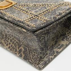 Pre Owned Dior Black/Beige Karung Leather Small Studded Diorama Shoulder Bag