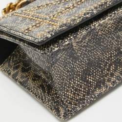 Pre Owned Dior Black/Beige Karung Leather Small Studded Diorama Shoulder Bag