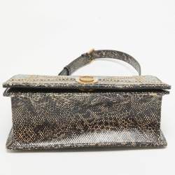 Pre Owned Dior Black/Beige Karung Leather Small Studded Diorama Shoulder Bag