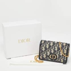 Pre Owned Dior Navy Blue Oblique Canvas Nano 30 Montaigne 2 in 1 Chain Pouch