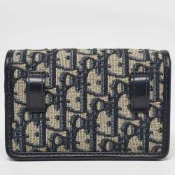 Pre Owned Dior Navy Blue Oblique Canvas Nano 30 Montaigne 2 in 1 Chain Pouch