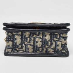 Pre Owned Dior Navy Blue Oblique Canvas Nano 30 Montaigne 2 in 1 Chain Pouch