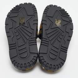 Dior Yellow/Black Embroidered Canvas Dway Pool Slides Size 36.5