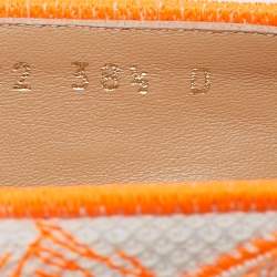 Dior Neon Orange/White Embroidered Canvas Granville Espadrille Flats Size 38.5