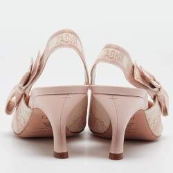 Pre Owned Dior Light Pink Embroidered Canvas J'Adior Slingback Pumps Size 40.5