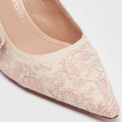 Pre Owned Dior Light Pink Embroidered Canvas J'Adior Slingback Pumps Size 40.5
