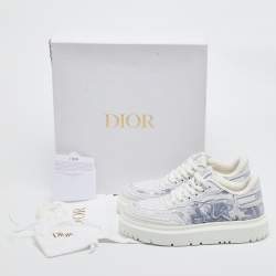 Dior Blue/White Canvas and Mesh Dior Addict  Sneakers Size 38