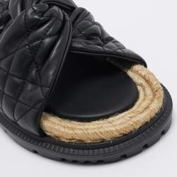Dior Black Leather D-twist Flat Slides Size 38