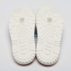 Dior Tricolor Logo Embossed Canvas Dway Slides Size 38.5