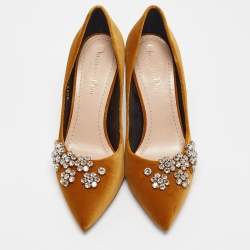 Dior Mustard Yellow Velvet Dior Soul Pumps Size 36