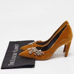 Dior Mustard Yellow Velvet Dior Soul Pumps Size 36
