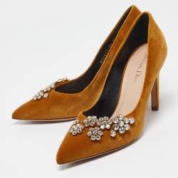Dior Mustard Yellow Velvet Dior Soul Pumps Size 36