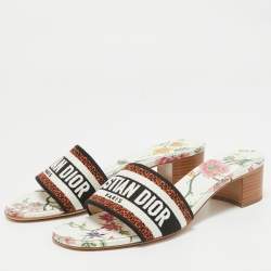 Dior Multicolor Canvas Dway Slide Sandals Size 39