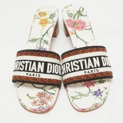 Dior Multicolor Canvas Dway Slide Sandals Size 39