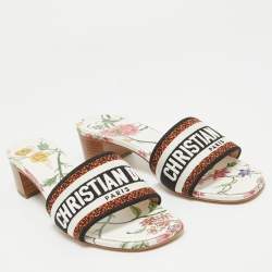 Dior Multicolor Canvas Dway Slide Sandals Size 39