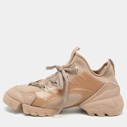 Dior Beige Neoprene and Rubber D-Connect Low Top Sneakers Size 38