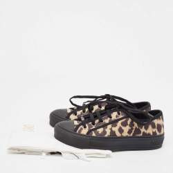 Pre Owned Dior Black/Beige Leopard Print Canvas Walk'n'Dior Sneakers Size 36