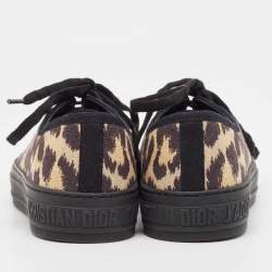 Pre Owned Dior Black/Beige Leopard Print Canvas Walk'n'Dior Sneakers Size 36