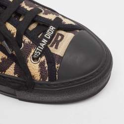 Pre Owned Dior Black/Beige Leopard Print Canvas Walk'n'Dior Sneakers Size 36