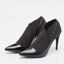 Dior Black Patent Leather and Stretch Fabric Ankle Booties Size 39