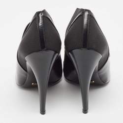 Dior Black Patent Leather and Stretch Fabric Ankle Booties Size 39