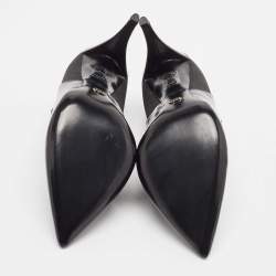 Dior Black Patent Leather and Stretch Fabric Ankle Booties Size 39