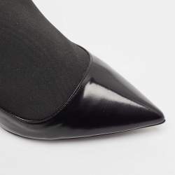 Dior Black Patent Leather and Stretch Fabric Ankle Booties Size 39