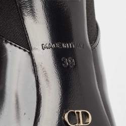 Dior Black Patent Leather and Stretch Fabric Ankle Booties Size 39