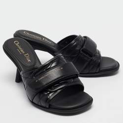 Pre Owned Dior Black Leather Diorevolution Slide Sandals Size 37