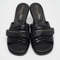 Pre Owned Dior Black Leather Diorevolution Slide Sandals Size 37