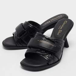 Pre Owned Dior Black Leather Diorevolution Slide Sandals Size 37