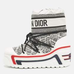 Pre Owned Dior Black/White Nylon Dioralps High Top Sneakers Size 38