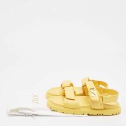 Pre Owned Dior Yellow Leather DiorAct Ankle Strap Sandals Size 38.5
