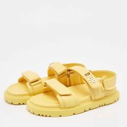 Pre Owned Dior Yellow Leather DiorAct Ankle Strap Sandals Size 38.5