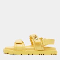 Pre Owned Dior Yellow Leather DiorAct Ankle Strap Sandals Size 38.5