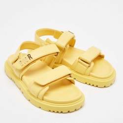 Pre Owned Dior Yellow Leather DiorAct Ankle Strap Sandals Size 38.5