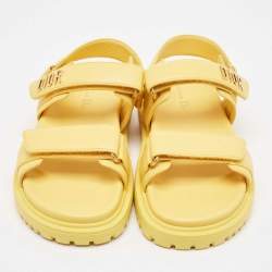 Pre Owned Dior Yellow Leather DiorAct Ankle Strap Sandals Size 38.5