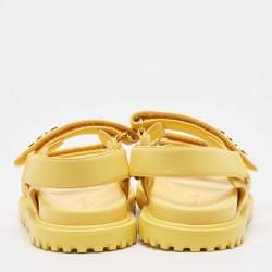 Pre Owned Dior Yellow Leather DiorAct Ankle Strap Sandals Size 38.5