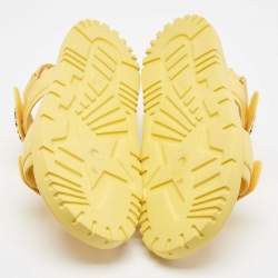 Pre Owned Dior Yellow Leather DiorAct Ankle Strap Sandals Size 38.5